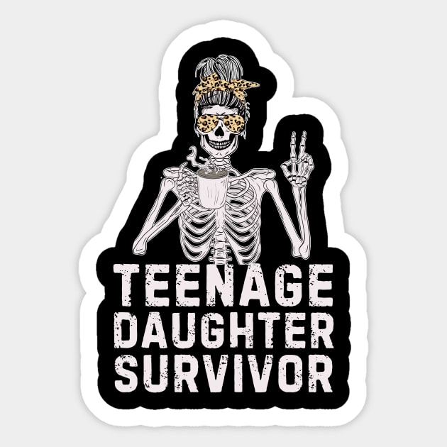 Skeleton Messy Bun Teenage Daughter Survivor Mom Sticker by The WYLD Tribe